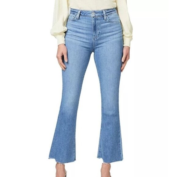PAIGE Denim - NWT Paige Jeans Claudine High Rise Ankle Flare Jeans Size 32 Raw Hem Stretch